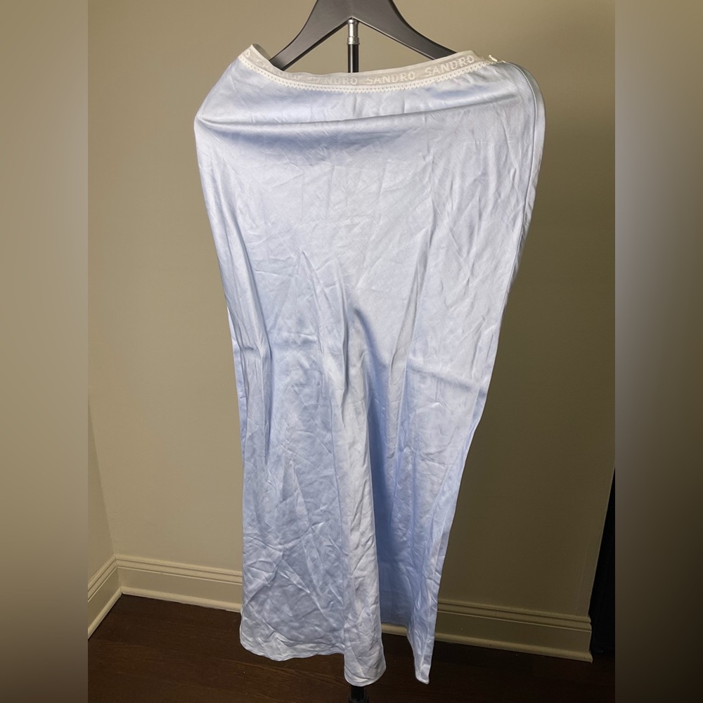 Sandro SKYN Zalando Light Blue Slip Midi Skirt - Picture 5 of 8
